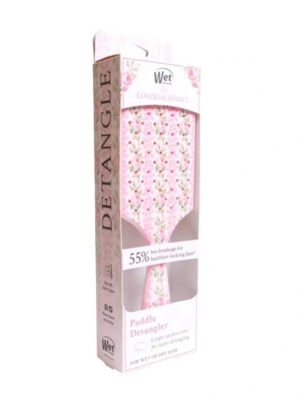 LoveShackFancy WetBrush 🩷 Blooming Heirloom Paddle Detangler Brush NWT